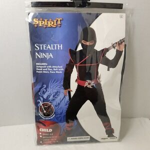 Ninja Costume Large 10-12 Spirit Halloween Stealth Jumpsuit with Hood and Mask